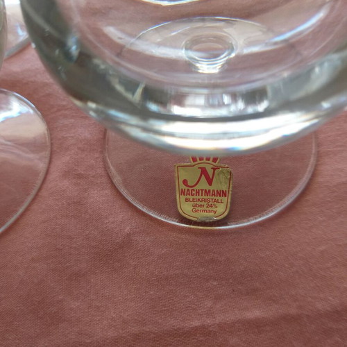 Nachtmann balloon cognac glasses set of six, nearly unused crystal