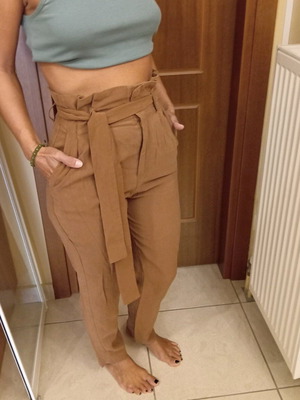 High-waisted pants used with belt, viscose, size XS
