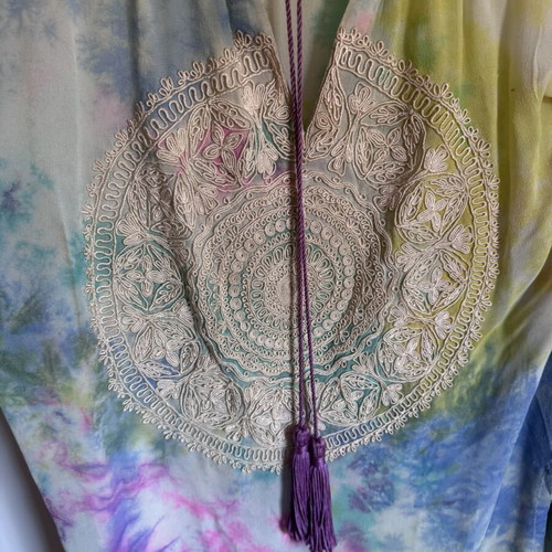 Tashia London Boho Silk Blouse like new, colourful tie dye with embroidery