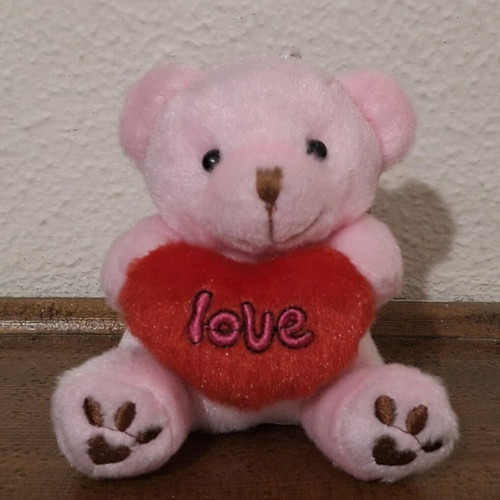 Keychain pink teddy bear Love new