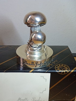Marcello Giorgio vintage ασημένια βάση για κάρτες 925, σχέδιο μανιτάρι