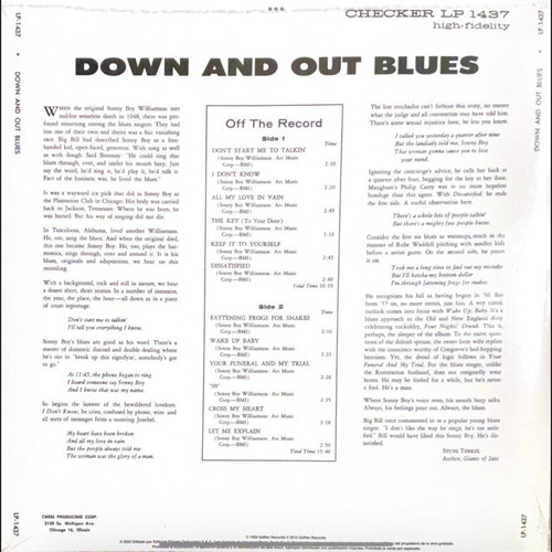 Sonny Boy Williamson Down and Out Blues LP new