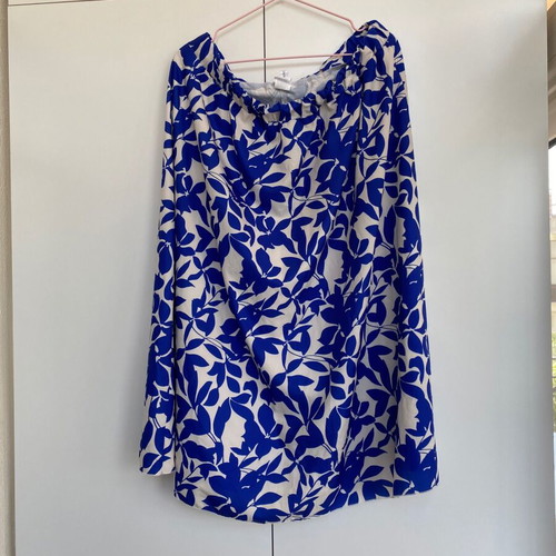 Floral maxi skirt white blue XL-XXL new with elastic waist