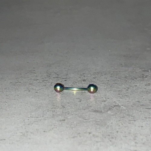 Rainbow curved barbell new, multicolor earring with screw balls