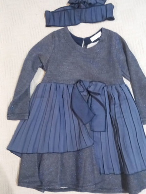 Two in a castle blue dress with lurex and hairband for 24-36 months like new