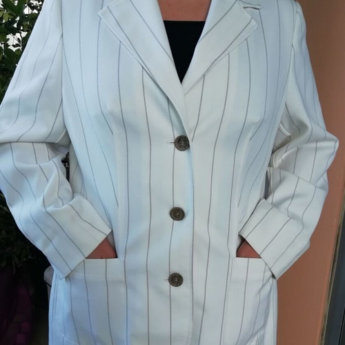 Ulla Popken women's jacket new, white with thin black stripe