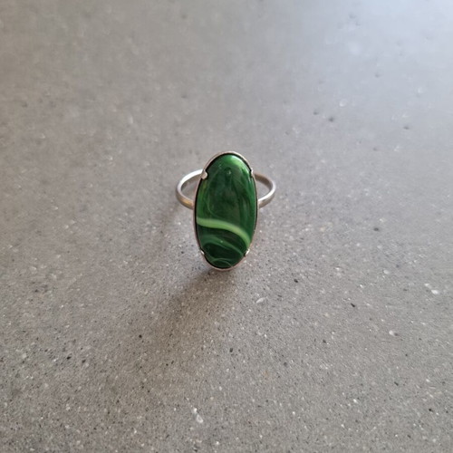 Vintage ring with green oval cut stone