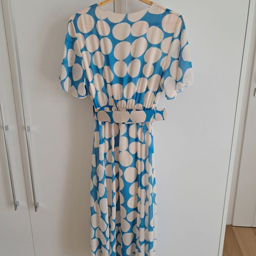 Women's midi dress cruzé like new, white and turquoise