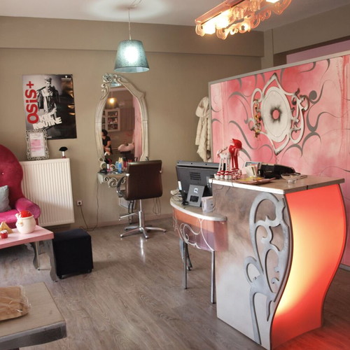 Hair Salon Equipment like new with reception, screens, mirrors, chairs, manicure table, lights