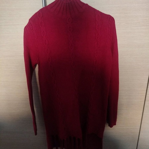 E&D Long Asymmetric Sweater like new, burgundy, size XL/XXL