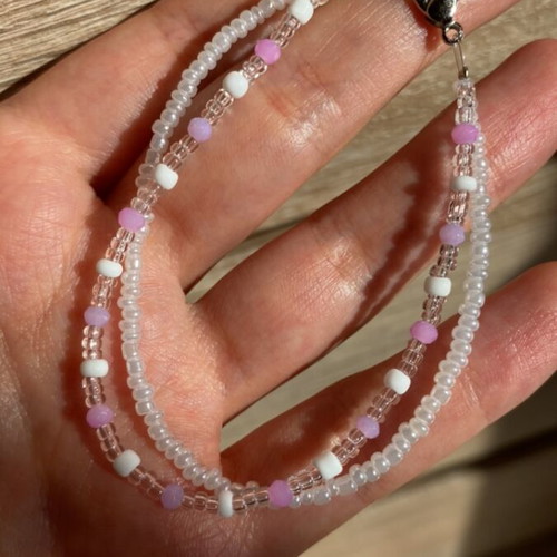Handmade earrings and double bracelet set in purple and turquoise