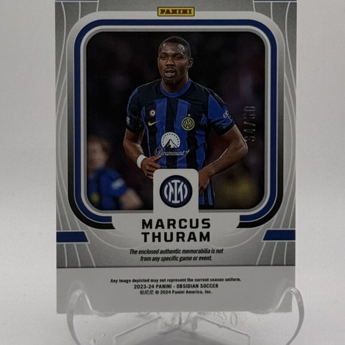 Marcus Thuram 2023-24 Panini Obsidian Atomic Material Electric Etch Purple /50 card