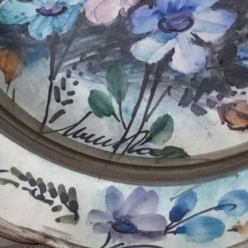 Vintage decorative plate with handmade painting and signature, like new