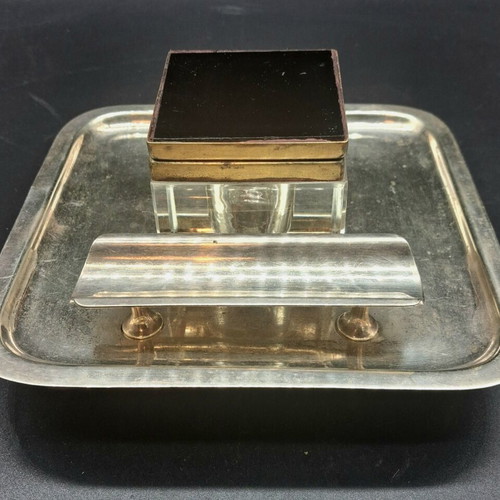 Antique EPNS Desk Inkwell Davis & Sons Glasgow 1897-1920 used