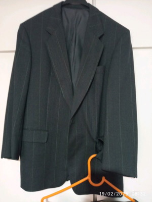 Men's suit new gray striped wool Gerruti1880m
