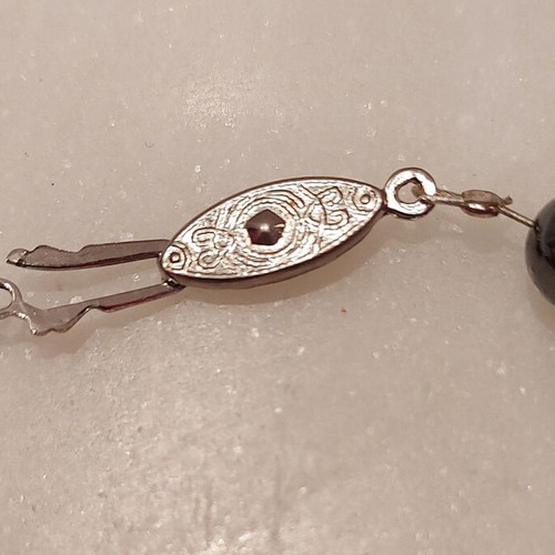 Hematite necklace and earrings set with large pearl like new