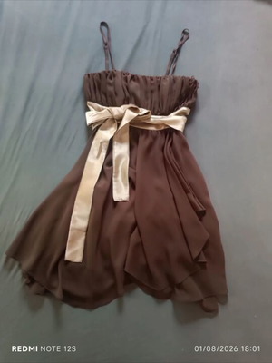 Iso SSD small brown short asymmetric dress with gold belt