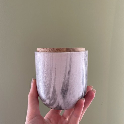Organic Modern Candle with Cotton Scent, Marble Look and Bamboo Lid 150g
