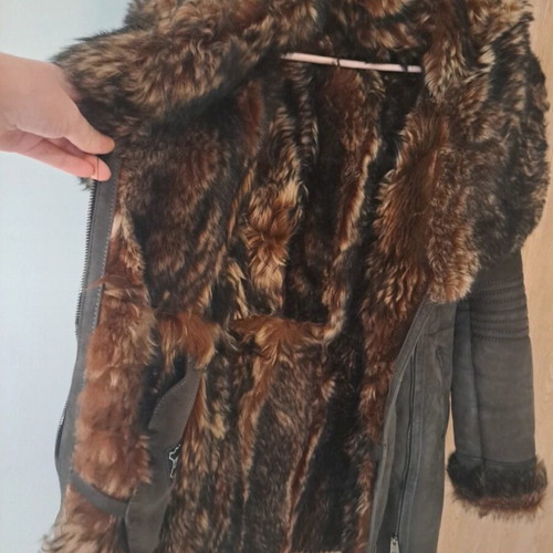 Leather mouton coat like new, gray, size XL