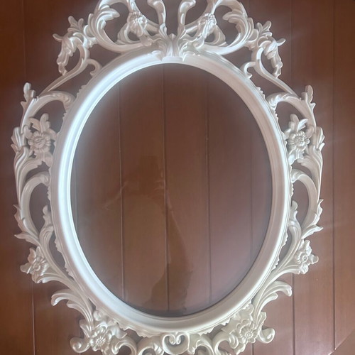 Vintage oval ornate white mirror frame like new