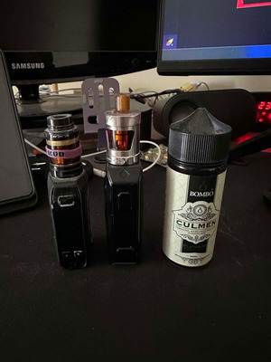 GeekVape Aegis Solo and Mini vape mods with Innokin Zenith Pro and Cerberus atomizers, new liquid