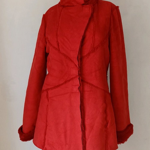 Kenzo women's coat red with floral motif like new, size S
