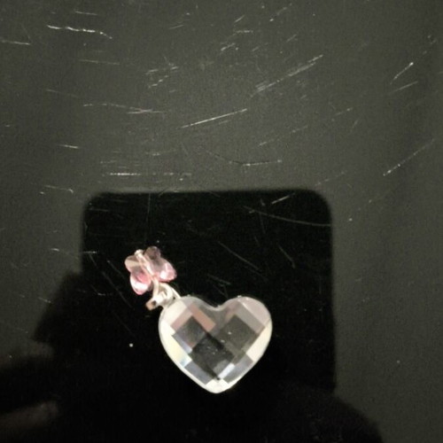 Swarovski heart pendant like new with engraved swan