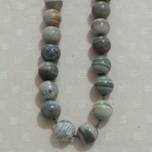 Handmade komboloi with agate or dendrite beads, oxidized metal, like new