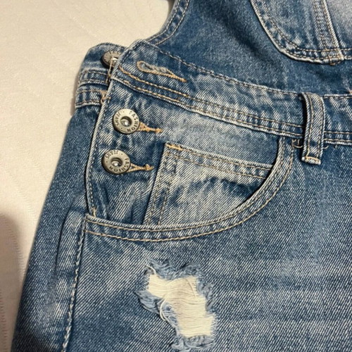 Denim salopette like new with knee rips, size L