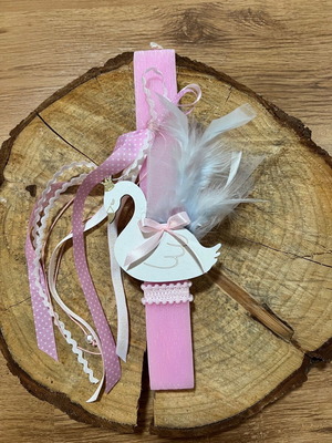 Handmade scented flat candle 29 x 3.5cm with wooden swan new
