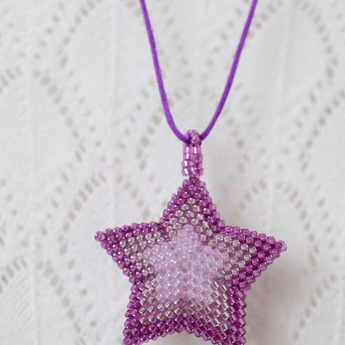 Star necklace made to order with pink and purple Delica beads