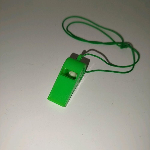 Whistle with pea and lanyard new, green or yellow