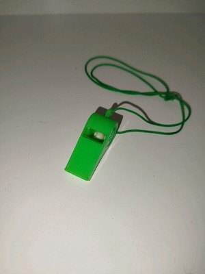 Whistle with pea and lanyard new, green or yellow