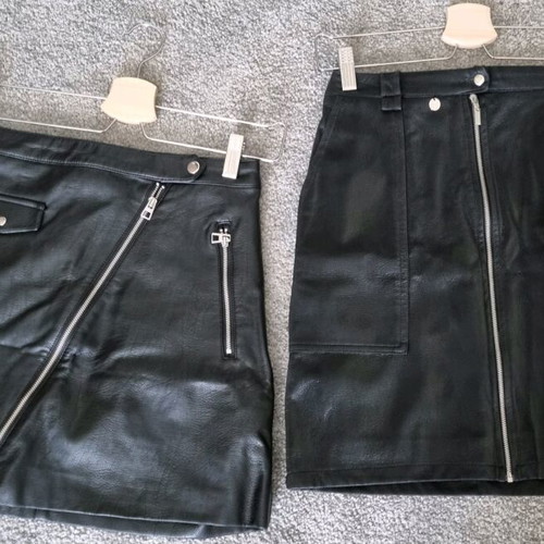 Skirts pack of 2 black, one leather type and one vinyl, used, H&M