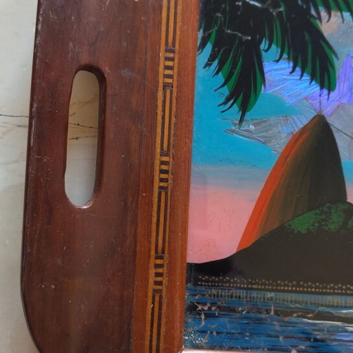 Wooden vintage tray with butterfly wings like new