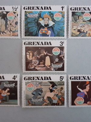 Γραμματόσημα Grenada Walt Disney Χιονάτη και οι Επτά Νάνοι Χριστούγεννα σετ 7 καινούργια