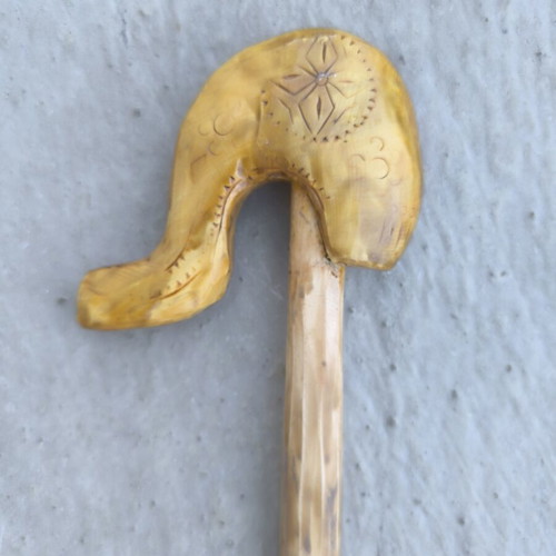 Handmade traditional Greek glitsa walking stick from cornel wood, 113 cm