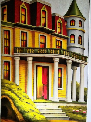 Shadow Theatre Scenery Sarai with Cave silk screen print new
