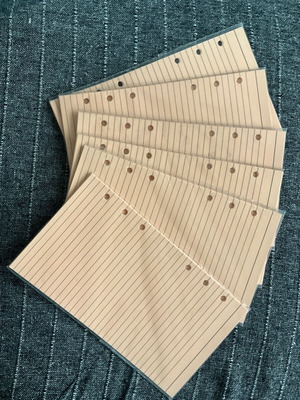 Personal refill paper with lines, 9.5 x 17 cm, pack of 6