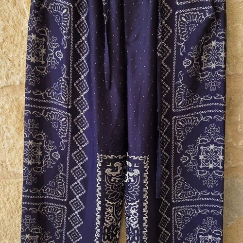 Zara Palazzo Boho Bandana Print Wide Leg Trousers new, size M 38 10, white and blue
