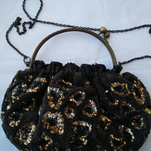 Compagnia Italiana handbag used with brown beads and gold sequins
