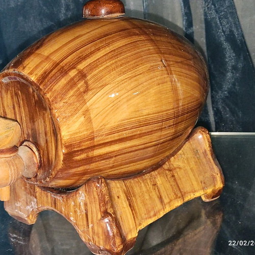 Small vintage ceramic wine barrel like new with wooden stopper