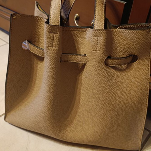 Kem women's leather handbag, beige brown