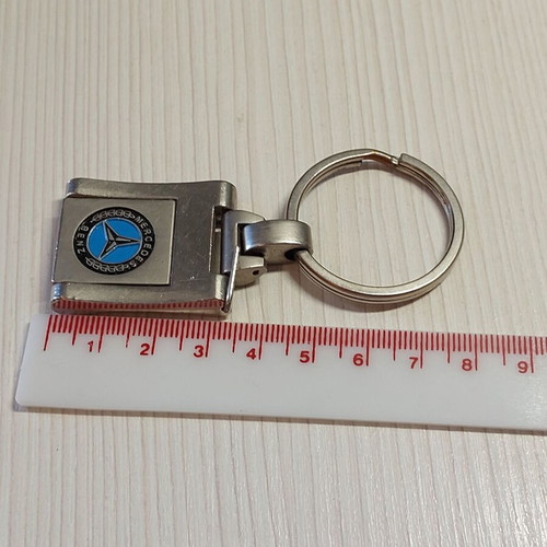 Metal Mercedes-Benz keychain used, blue and silver