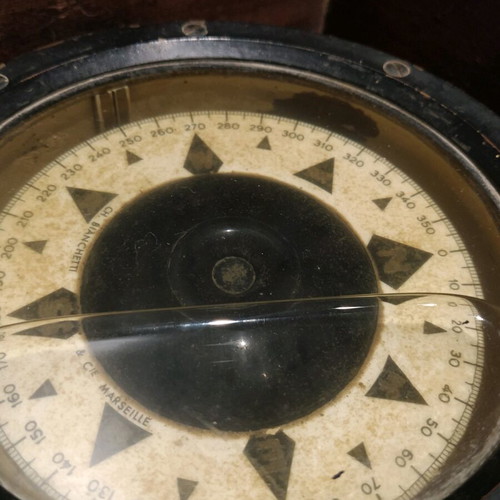 Gyroscopic nautical compass used CH. Bianchetti in wooden case