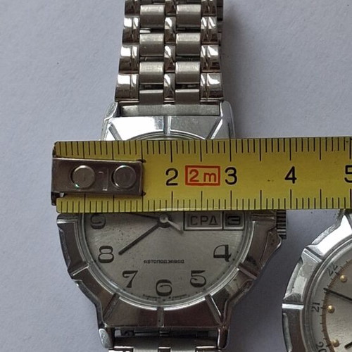 Slava CCCP automatic men's watches used, set of two, grey and silver