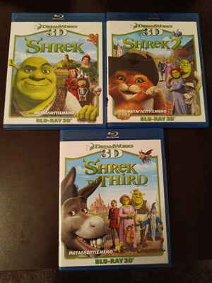 Shrek 1, 2 & 3 Blu-Ray 3D new, dubbed