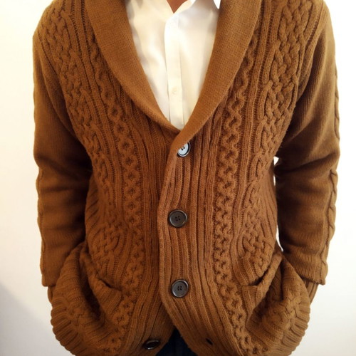 Cedarwood State men's wool cardigan in tan color size L new