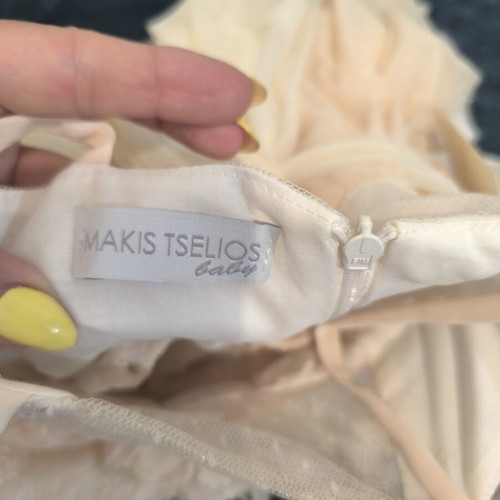 Makis Tselios Baptism Dress with Bolero and Built-in Pants, New, Soft Salmon