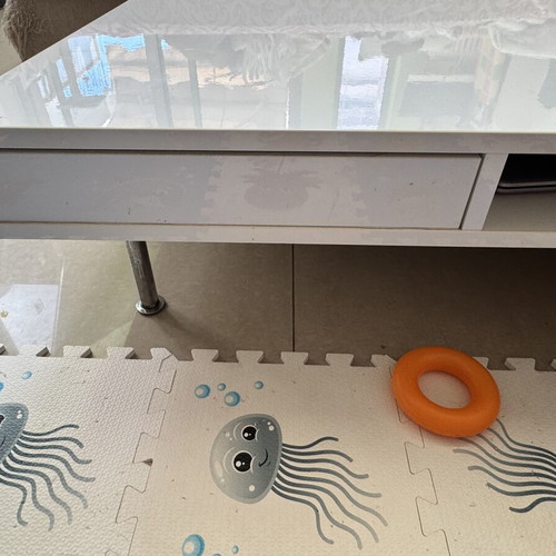 IKEA coffee table lacquered square with drawers and metal legs